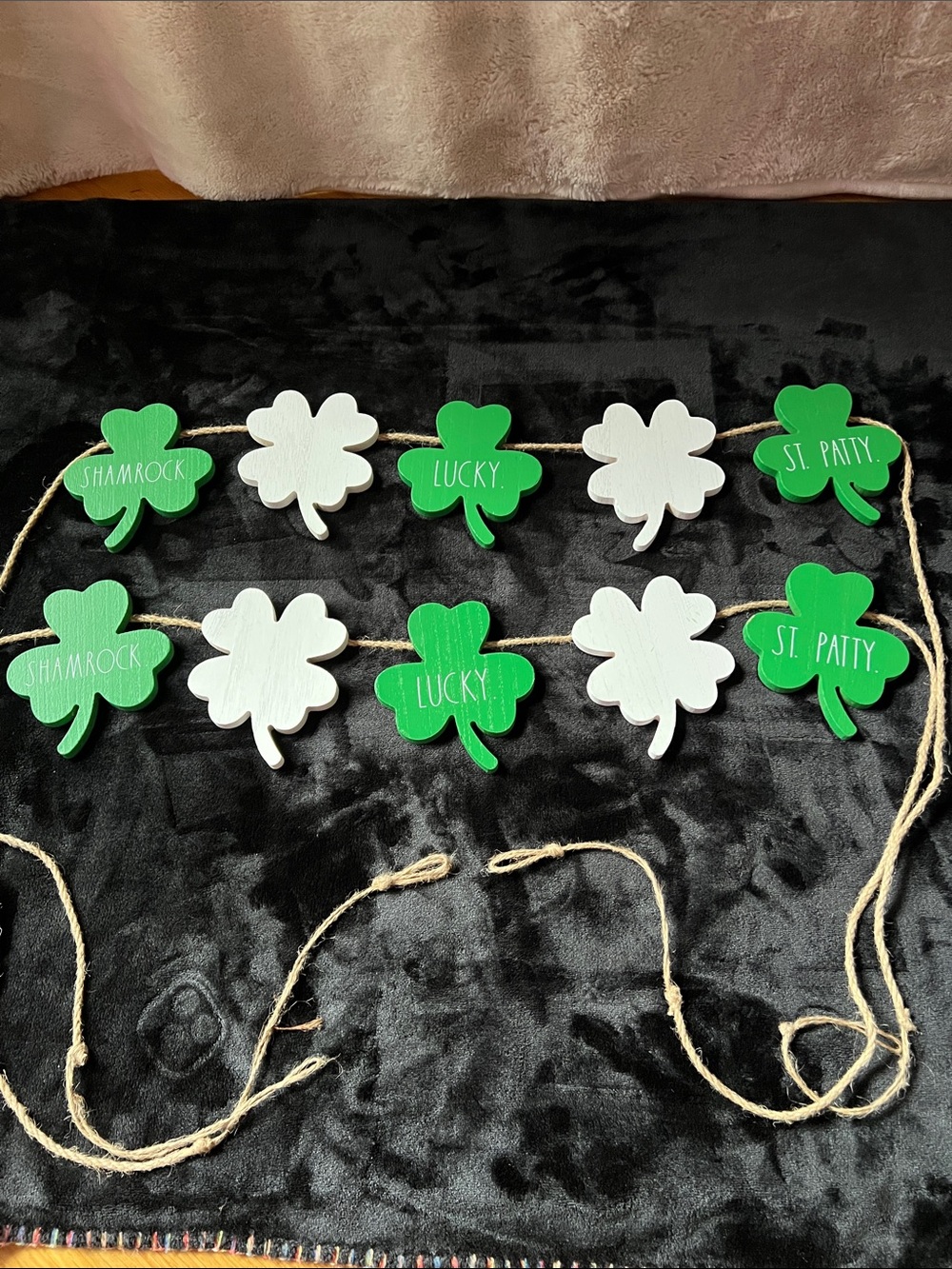 Rae Dunn Green and White Shamrock Garland